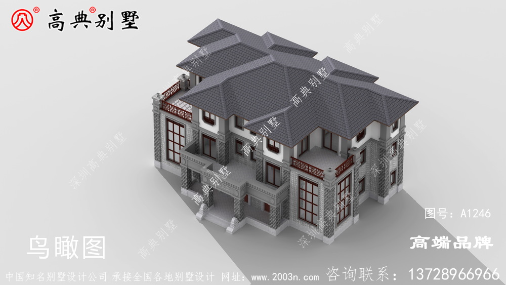中式双拼别墅设计图，霸气侧漏又富有文化韵味